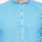 Men Sky Blue & White Solid Kurta with Churidar - Jompers