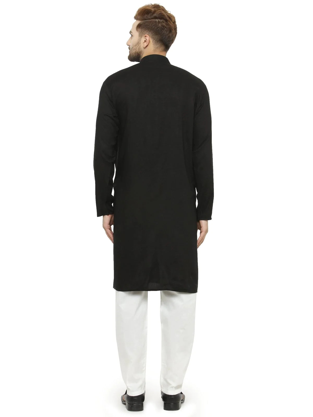 Men Black Solid Kurta with Churidar - Jompers
