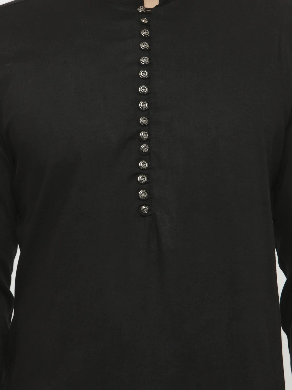 Men Black Solid Kurta with Churidar - Jompers