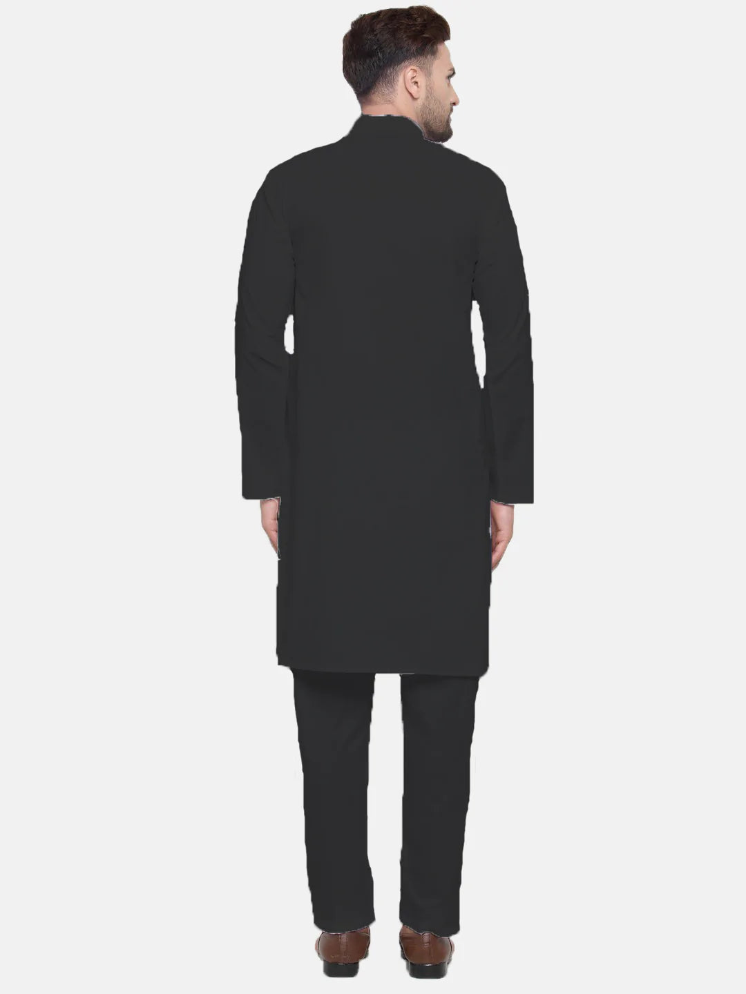 Jompers Men's Black Solid Cotton Kurta Payjama Set ( JOKP 555 Black )