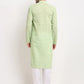 Jompers Men Green Chikan Kurta with Churidar ( JOKP 561 Green )