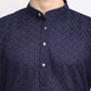 Jompers Men Navy Blue Chikan Kurta with Churidar ( JOKP 561 Navy )