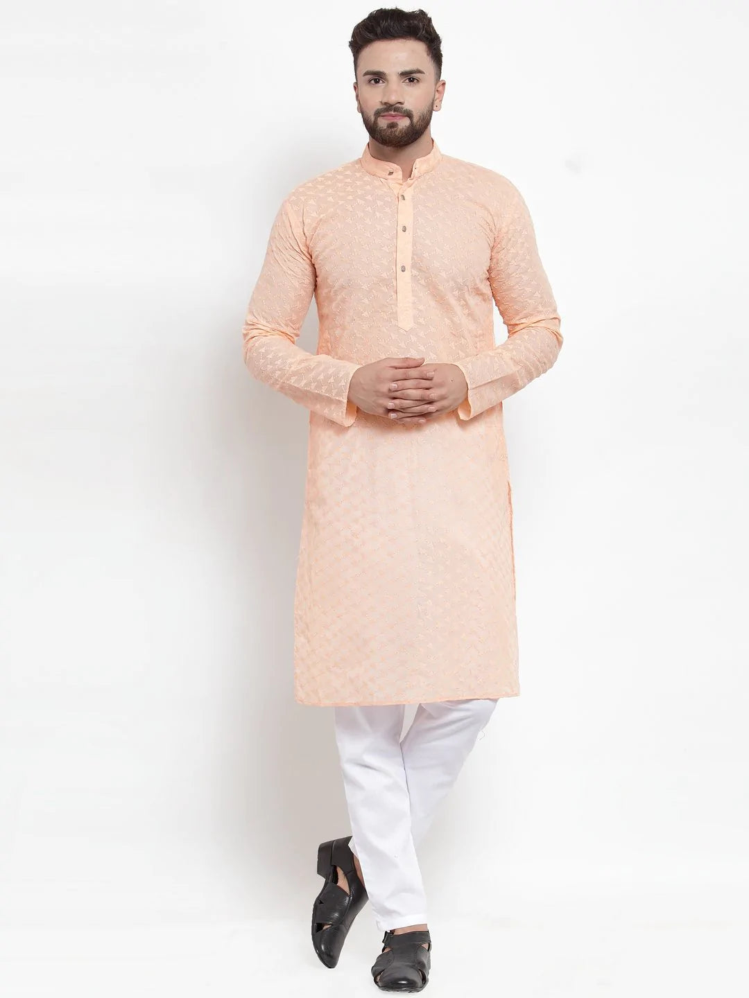 Jompers Men Orange Chikan Kurta Only ( KO 561 Orange )