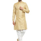 Men Golden Self Design Kurta with Churidar - Jompers