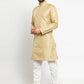 Men Golden Self Design Kurta with Churidar - Jompers
