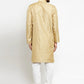 Men Golden Self Design Kurta with Churidar - Jompers