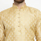 Men Golden Self Design Kurta with Churidar - Jompers