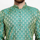 Men Green & Beige Self Design Kurta with Churidar - Jompers