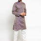 Men Purple & Beige Self Design Kurta with Churidar - Jompers