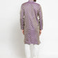 Men Purple & Beige Self Design Kurta with Churidar - Jompers