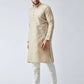 Men Beige & Off-White Self Design Kurta with Churidar - Jompers