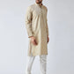 Men Beige & Off-White Self Design Kurta with Churidar - Jompers