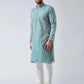 Men Green & Off-White Self Design Kurta with Churidar - Jompers