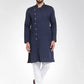 Men Navy Self Design Kurta with Pajama - Jompers