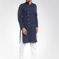 Men Navy Self Design Kurta with Pajama - Jompers