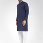 Men Navy Self Design Kurta with Pajama - Jompers