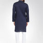 Men Navy Self Design Kurta with Pajama - Jompers
