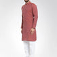 Men Red Self Design Kurta with Pajama - Jompers