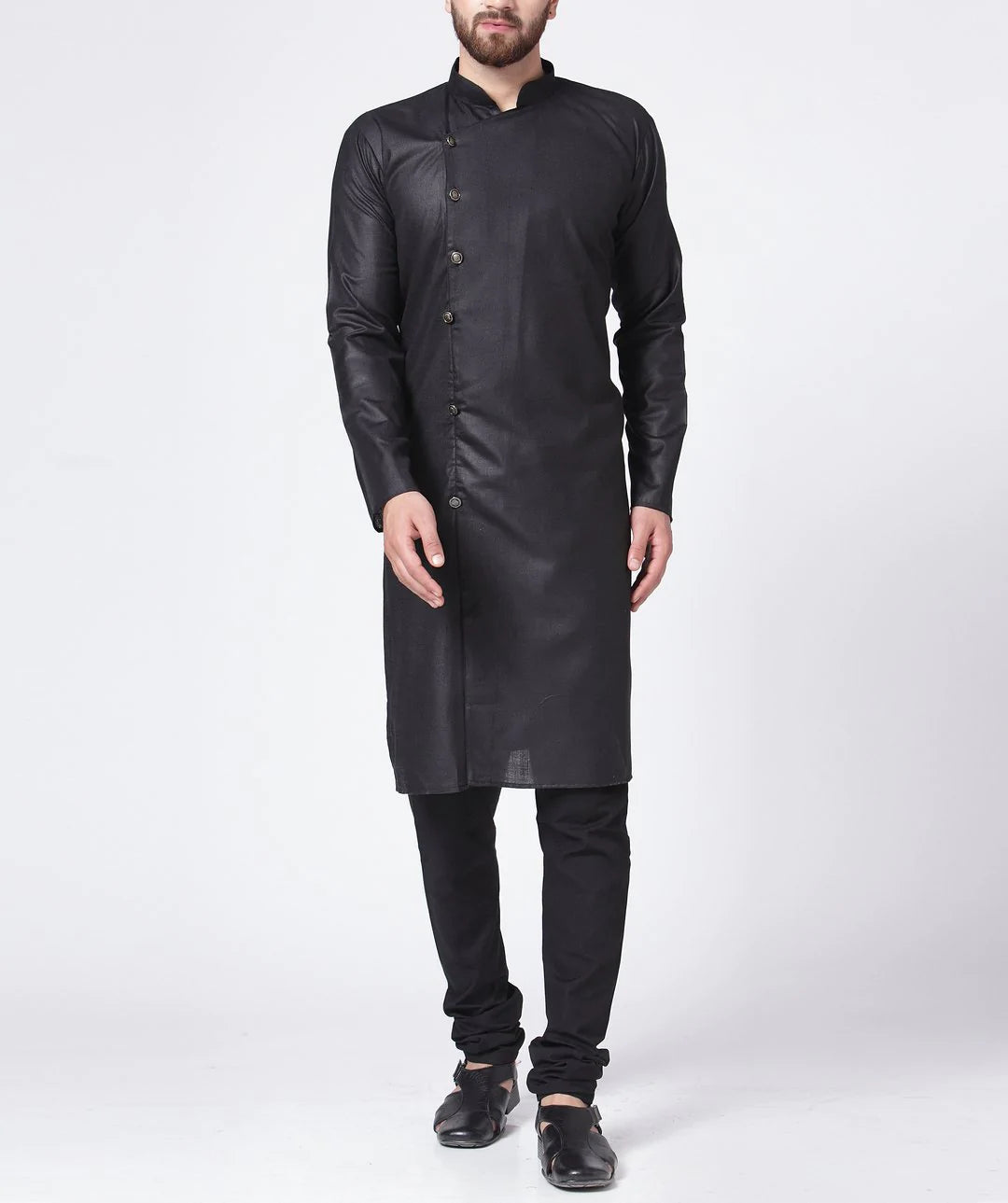 Men Black Solid Kurta Only ( KO 576 Black )