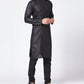 Men Black Solid Kurta with Churidar ( JOKP 576 Black )