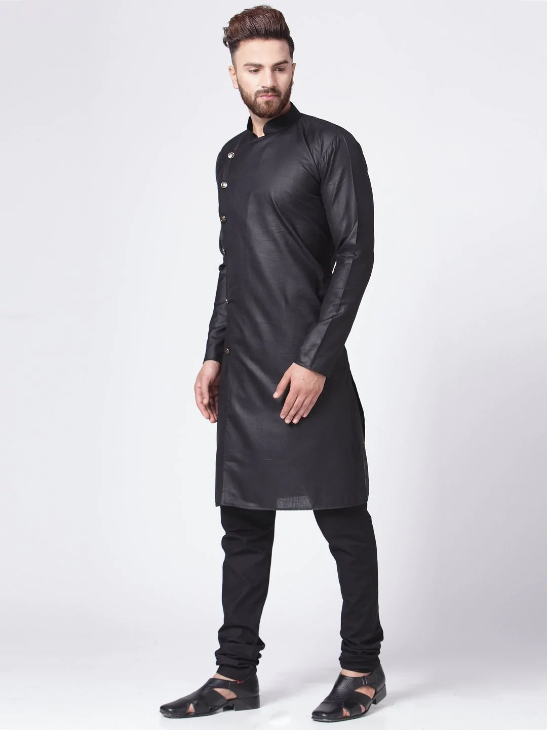 Men Black Solid Kurta Only ( KO 576 Black )