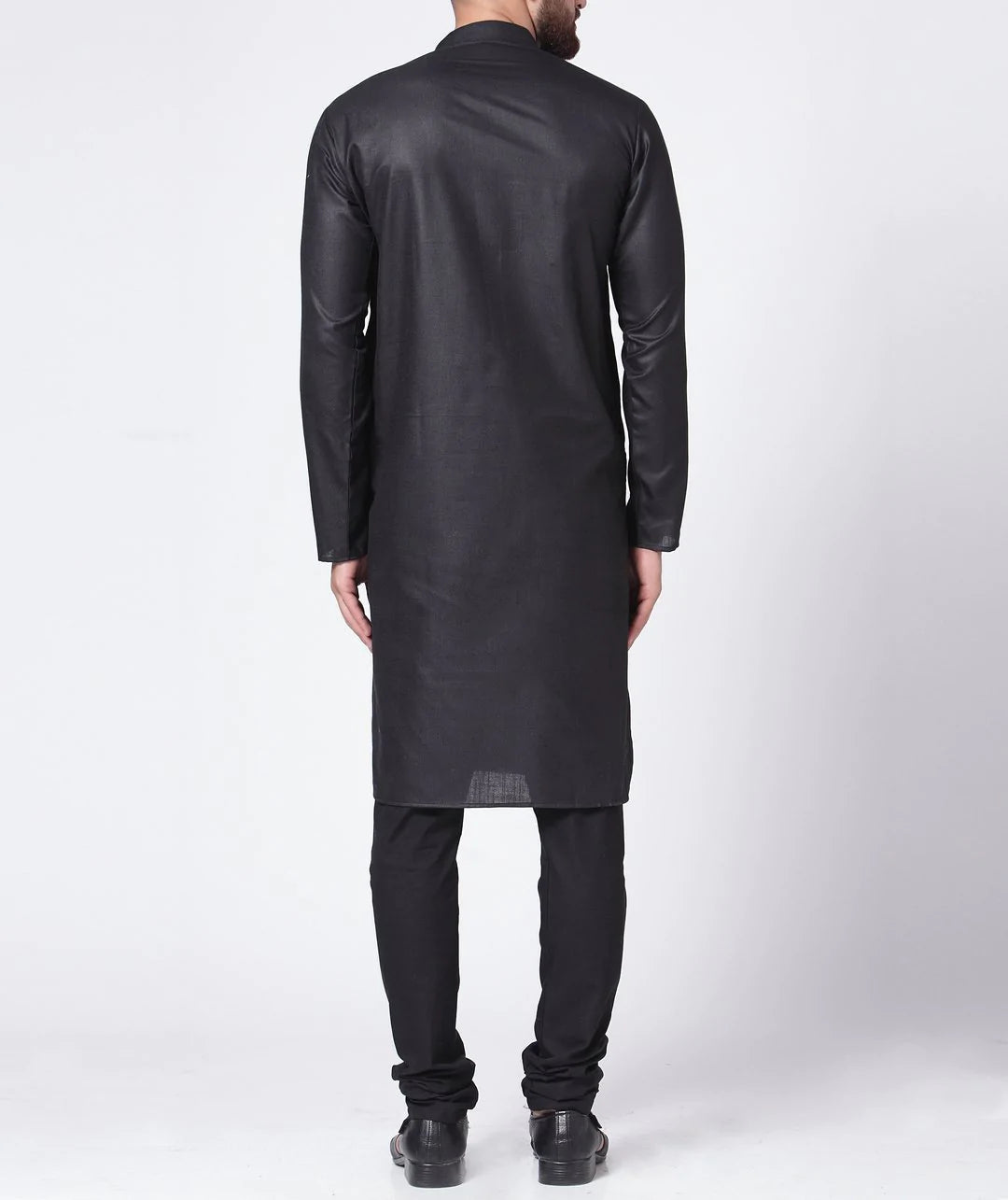 Men Black Solid Kurta with Churidar ( JOKP 576 Black )