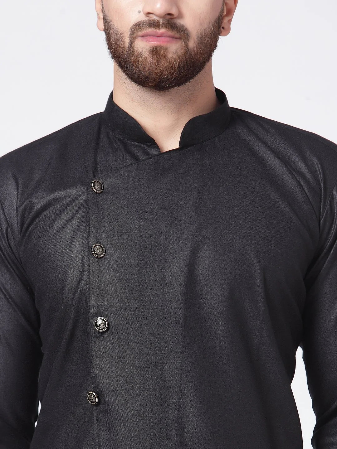Men Black Solid Kurta with Churidar ( JOKP 576 Black )