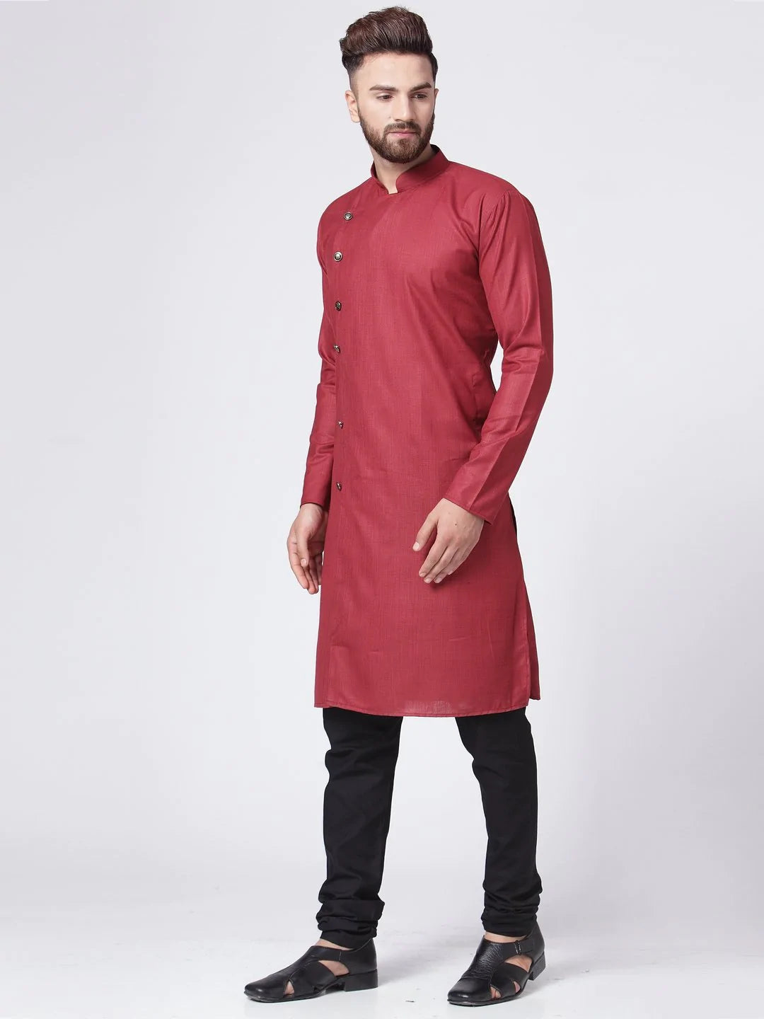 Men Maroon Solid Kurta Only ( KO 576 Maroon )