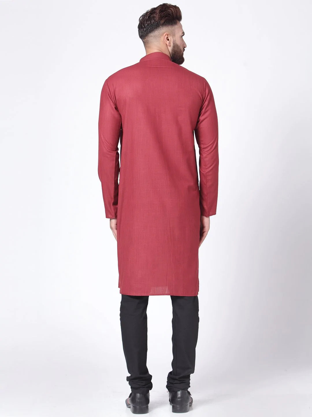 Men Maroon Solid Kurta with Churidar ( JOKP 576 Maroon )