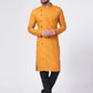 Men Yellow Solid Kurta with Churidar ( JOKP 576 Yellow )