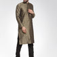 Men Gold-Colored & Black Self Design Kurta Only ( KO 584 Golden )