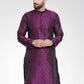Men Purple-Colored & Black Self Design Kurta Only ( KO 584 Purple )