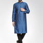 Men Royal-Blue Colored & Black Self Design Kurta Only ( KO 584 Royal Blue )