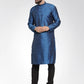 Men Royal-Blue Colored & Black Self Design Kurta Only ( KO 584 Royal Blue )