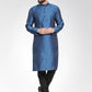 Men Royal-Blue Colored & Black Self Design Kurta with Churidar ( JOKP 584 Royal Blue )