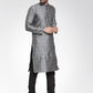 Men Silver-Colored & Black Self Design Kurta Only ( KO 584 Silver )