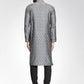 Men Silver-Colored & Black Self Design Kurta Only ( KO 584 Silver )