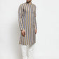 Men Blue and black Self Design Stripped Kurta Only ( KO 585 Blue )