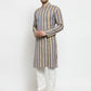 Men Blue and black Self Design Stripped Kurta Only ( KO 585 Blue )