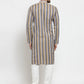 Men Blue and black Self Design Stripped Kurta Only ( KO 585 Blue )