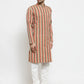 Men Red and black Self Design Stripped Kurta Only ( KO 585 Red )