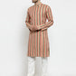 Men Red and black Self Design Stripped Kurta Only ( KO 585 Red )