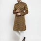 Men Black-Colored & Golden Self Design Kurta with Churidar ( JOKP 586 Black )
