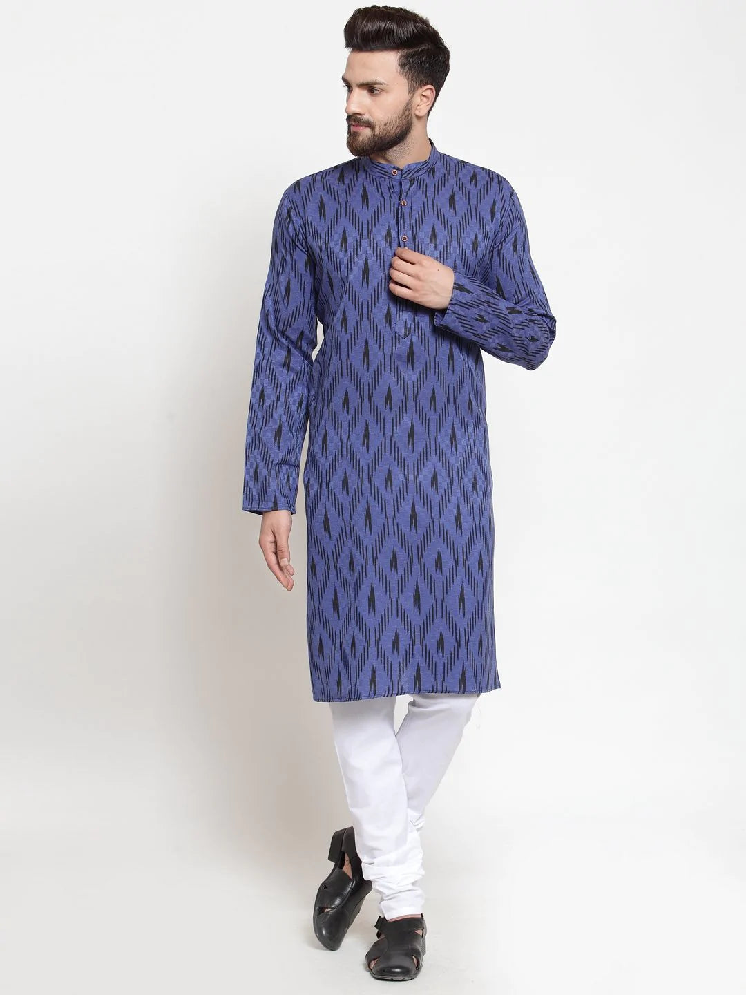 Men Navy-Blue Printed Kurta Only ( KO 587 Navy )