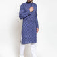 Men Navy-Blue Printed Kurta Only ( KO 587 Navy )