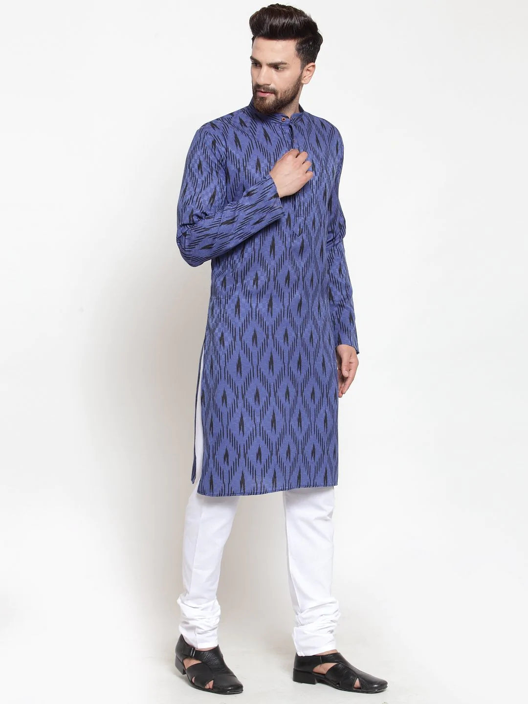 Men Navy-Blue Printed Kurta Only ( KO 587 Navy )