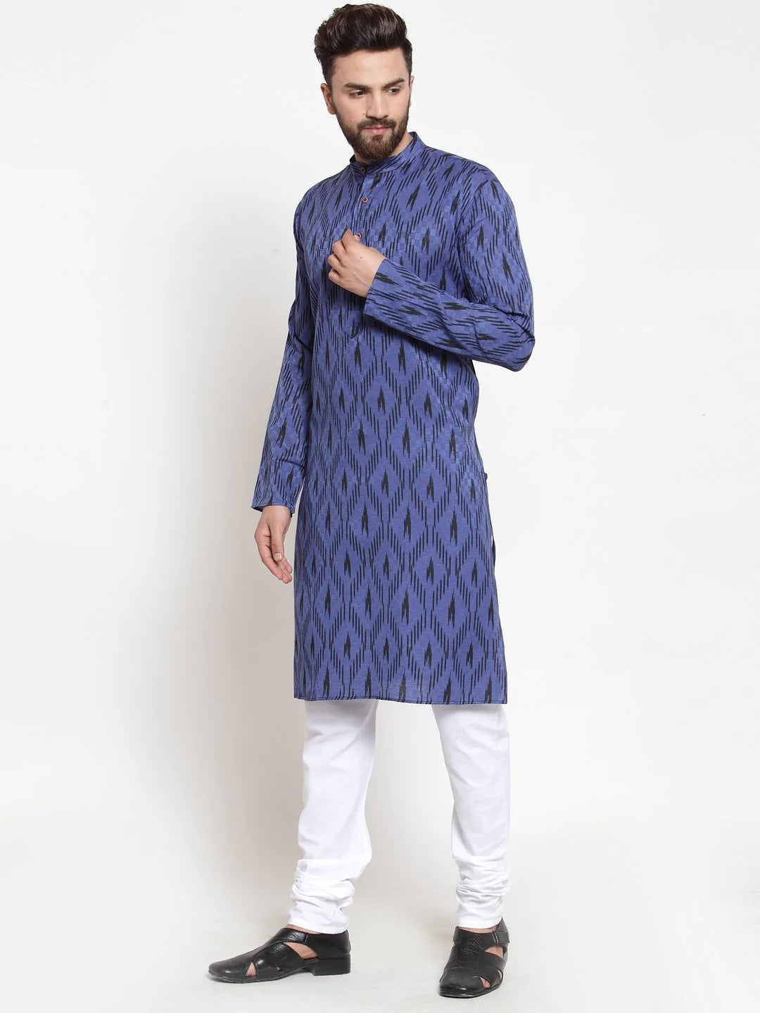 Men Navy-Blue Printed Kurta Only ( KO 587 Navy )