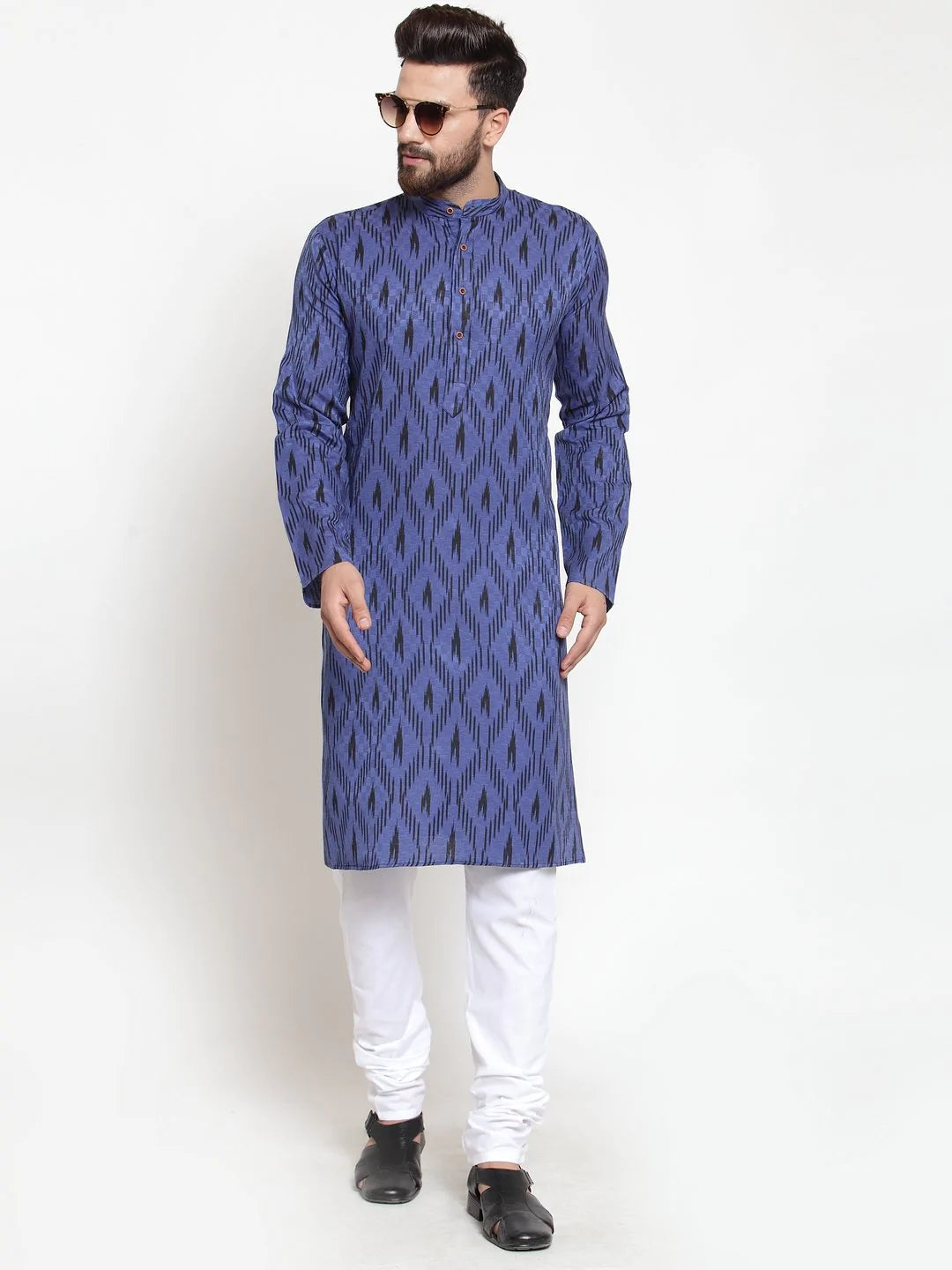 Men Navy-Blue Printed Kurta Only ( KO 587 Navy )