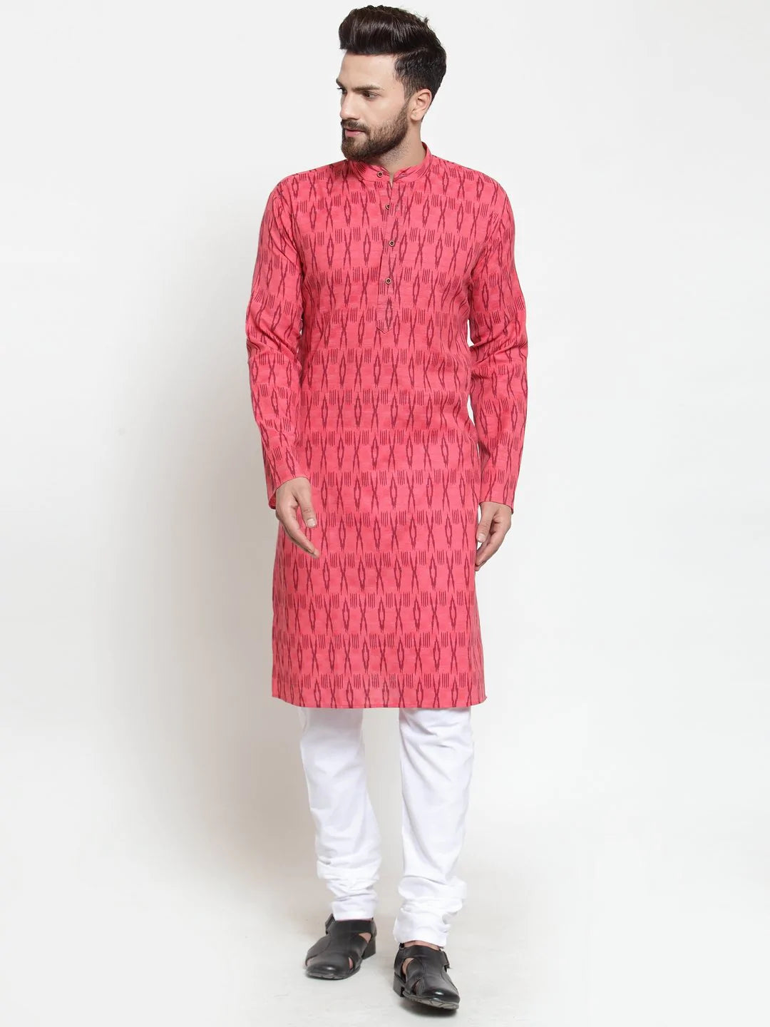 Men Peach Printed Kurta Only ( KO 587 Peach )