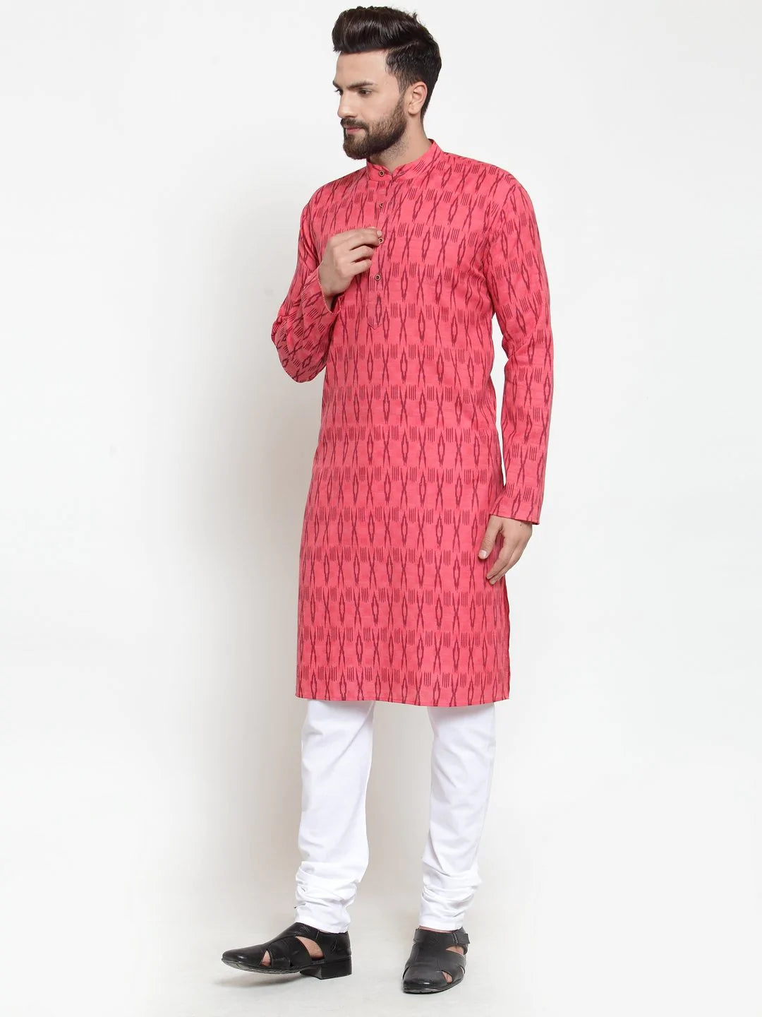 Men Peach Printed Kurta Only ( KO 587 Peach )